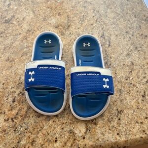 Under Armour Kids Navy and White Slide Sandals